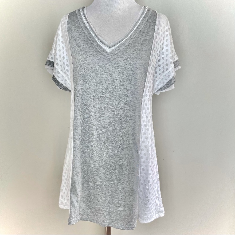 Jude V-Neck Lace and Jersey Tee, Size L